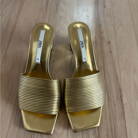 Zara Metallic Gold Women's Mules - Picture 3 of 3